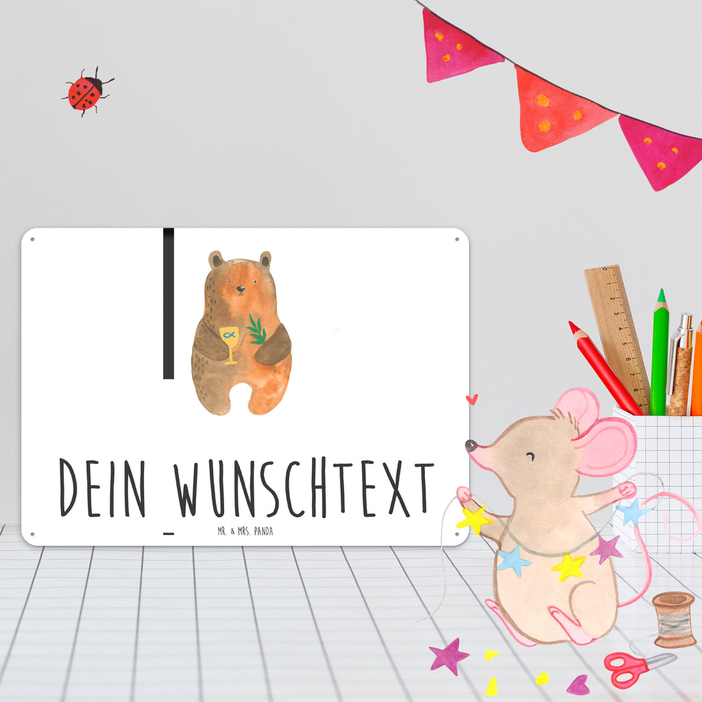 Personalisiertes Blechschild Konfirmation-Bär Blechschild, Metallschild, Geschenk Schild, Schild, Magnet-Metall-Schild, Deko Schild, Wandschild, Wand-Dekoration, Türschild, Bär, Teddy, Teddybär, Konfirmation, Kirche, evangelisch, Gottesdienst