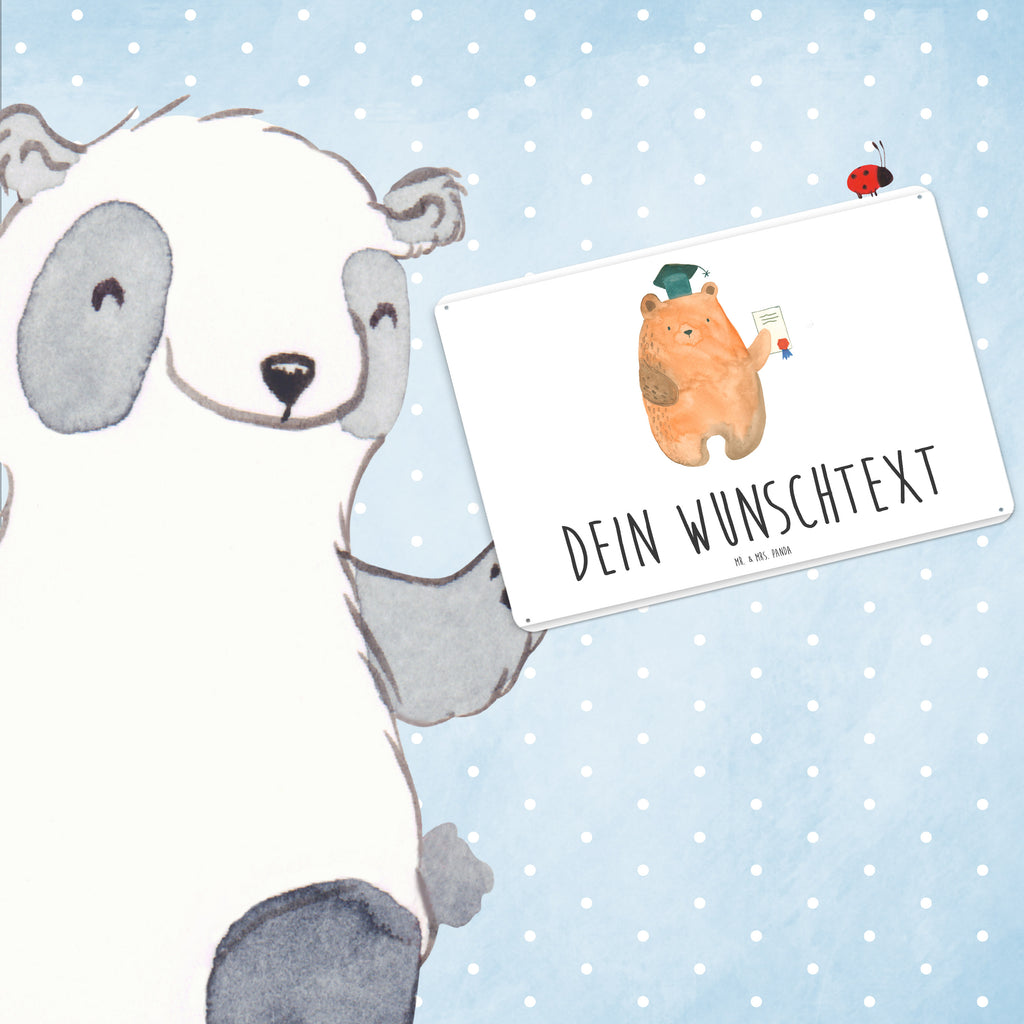 Personalisiertes Blechschild Prüfungsbär Blechschild, Metallschild, Geschenk Schild, Schild, Magnet-Metall-Schild, Deko Schild, Wandschild, Wand-Dekoration, Türschild, Bär, Teddy, Teddybär, Abitur, Prüfungen, Prüfung bestanden, Abschluss, Zeugnis, Abschlusszeugnis