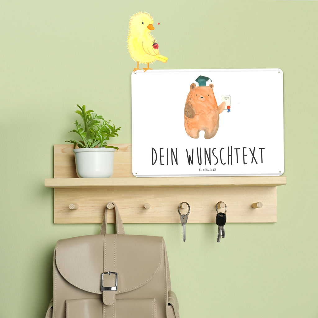 Personalisiertes Blechschild Prüfungsbär Blechschild, Metallschild, Geschenk Schild, Schild, Magnet-Metall-Schild, Deko Schild, Wandschild, Wand-Dekoration, Türschild, Bär, Teddy, Teddybär, Abitur, Prüfungen, Prüfung bestanden, Abschluss, Zeugnis, Abschlusszeugnis