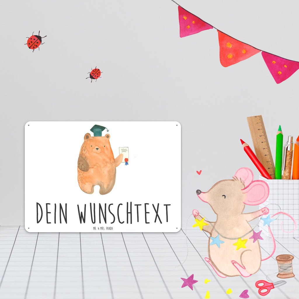 Personalisiertes Blechschild Prüfungsbär Blechschild, Metallschild, Geschenk Schild, Schild, Magnet-Metall-Schild, Deko Schild, Wandschild, Wand-Dekoration, Türschild, Bär, Teddy, Teddybär, Abitur, Prüfungen, Prüfung bestanden, Abschluss, Zeugnis, Abschlusszeugnis