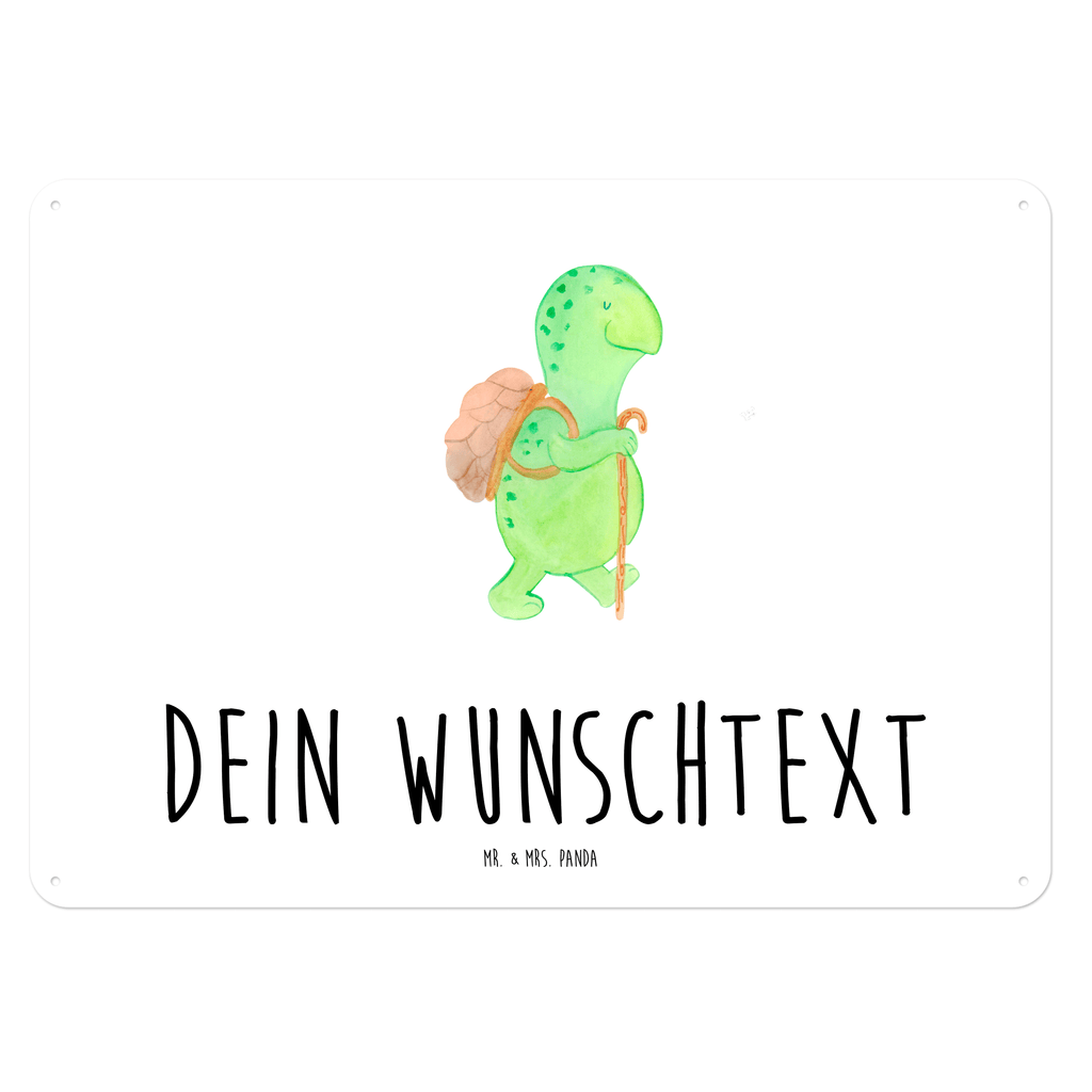 Personalisiertes Blechschild Schildkröte Wanderer Blechschild, Metallschild, Geschenk Schild, Schild, Magnet-Metall-Schild, Deko Schild, Wandschild, Wand-Dekoration, Türschild, Schildkröte, Schildkröten, Motivation, Motivationsspruch, Motivationssprüche, Neuanfang