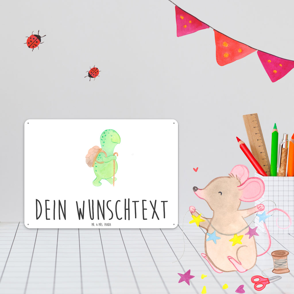 Personalisiertes Blechschild Schildkröte Wanderer Blechschild, Metallschild, Geschenk Schild, Schild, Magnet-Metall-Schild, Deko Schild, Wandschild, Wand-Dekoration, Türschild, Schildkröte, Schildkröten, Motivation, Motivationsspruch, Motivationssprüche, Neuanfang