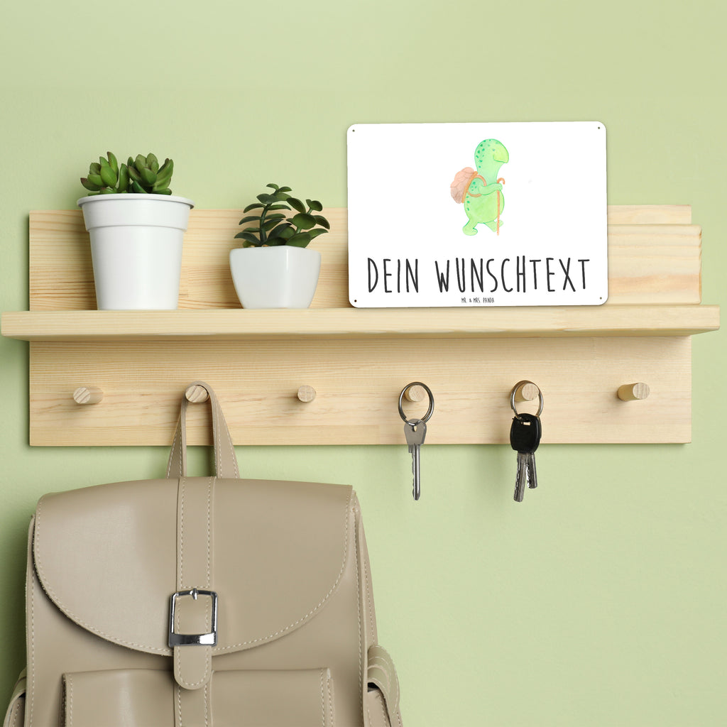 Personalisiertes Blechschild Schildkröte Wanderer Blechschild, Metallschild, Geschenk Schild, Schild, Magnet-Metall-Schild, Deko Schild, Wandschild, Wand-Dekoration, Türschild, Schildkröte, Schildkröten, Motivation, Motivationsspruch, Motivationssprüche, Neuanfang