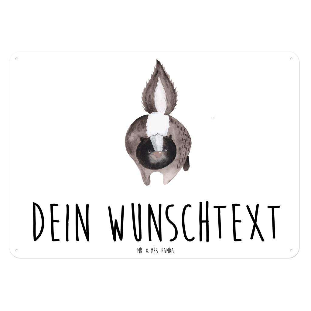 Personalisiertes Blechschild Stinktier Angriff Blechschild, Metallschild, Geschenk Schild, Schild, Magnet-Metall-Schild, Deko Schild, Wandschild, Wand-Dekoration, Türschild, Stinktier, Skunk, Wildtier, Raubtier, Stinker, Stinki, wütend, Drohung