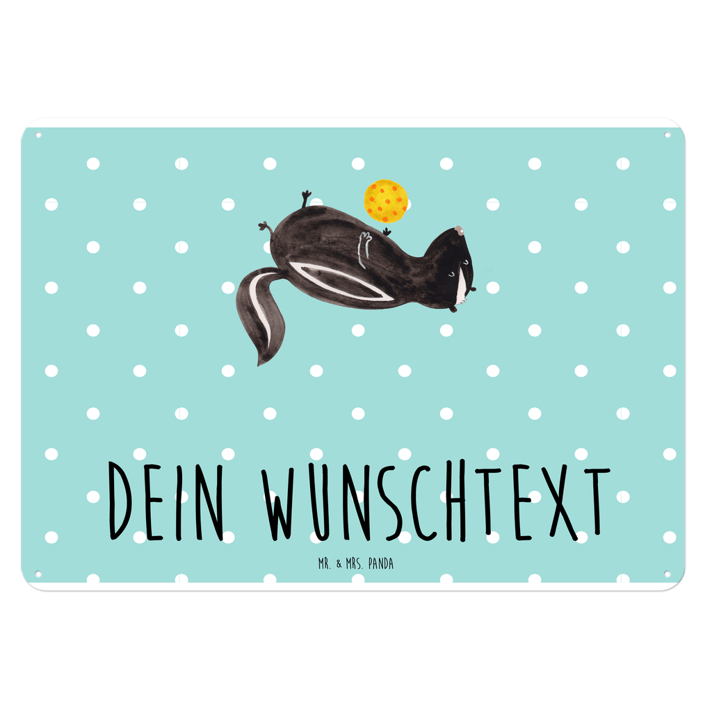 Personalisiertes Blechschild Stinktier Ball Blechschild, Metallschild, Geschenk Schild, Schild, Magnet-Metall-Schild, Deko Schild, Wandschild, Wand-Dekoration, Türschild, Stinktier, Skunk, Wildtier, Raubtier, Stinker, Stinki, verspielt, Weisheit