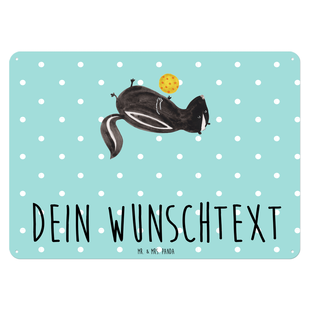 Personalisiertes Blechschild Stinktier Ball Blechschild, Metallschild, Geschenk Schild, Schild, Magnet-Metall-Schild, Deko Schild, Wandschild, Wand-Dekoration, Türschild, Stinktier, Skunk, Wildtier, Raubtier, Stinker, Stinki, verspielt, Weisheit