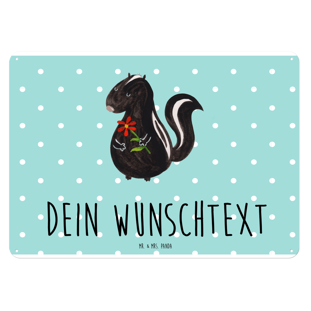 Personalisiertes Blechschild Stinktier Blume Blechschild, Metallschild, Geschenk Schild, Schild, Magnet-Metall-Schild, Deko Schild, Wandschild, Wand-Dekoration, Türschild, Stinktier, Skunk, Wildtier, Raubtier, Stinker, Stinki, Tagträumer, verträumt, Dreams, Träume