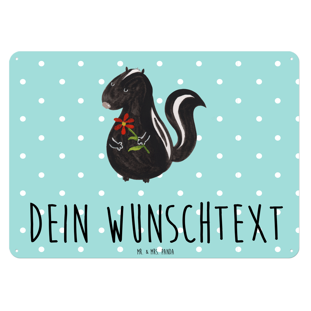 Personalisiertes Blechschild Stinktier Blume Blechschild, Metallschild, Geschenk Schild, Schild, Magnet-Metall-Schild, Deko Schild, Wandschild, Wand-Dekoration, Türschild, Stinktier, Skunk, Wildtier, Raubtier, Stinker, Stinki, Tagträumer, verträumt, Dreams, Träume
