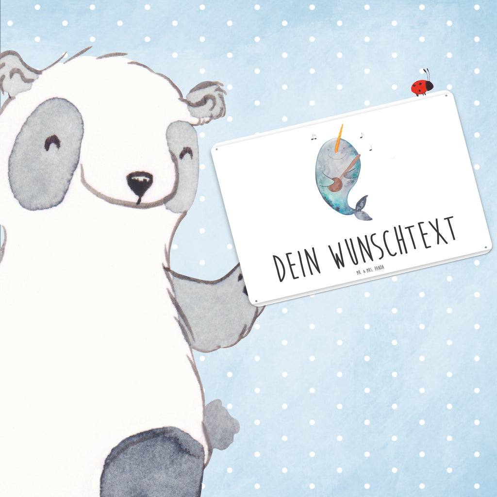 Personalisiertes Blechschild Narwal Gitarre Blechschild, Metallschild, Geschenk Schild, Schild, Magnet-Metall-Schild, Deko Schild, Wandschild, Wand-Dekoration, Türschild, Meerestiere, Meer, Urlaub, Narwal, Wal, Tanzen, Probleme, Problemlösung, Frust, Gespräche, Gitarre