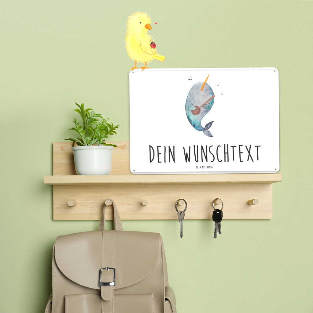 Personalisiertes Blechschild Narwal Gitarre Blechschild, Metallschild, Geschenk Schild, Schild, Magnet-Metall-Schild, Deko Schild, Wandschild, Wand-Dekoration, Türschild, Meerestiere, Meer, Urlaub, Narwal, Wal, Tanzen, Probleme, Problemlösung, Frust, Gespräche, Gitarre