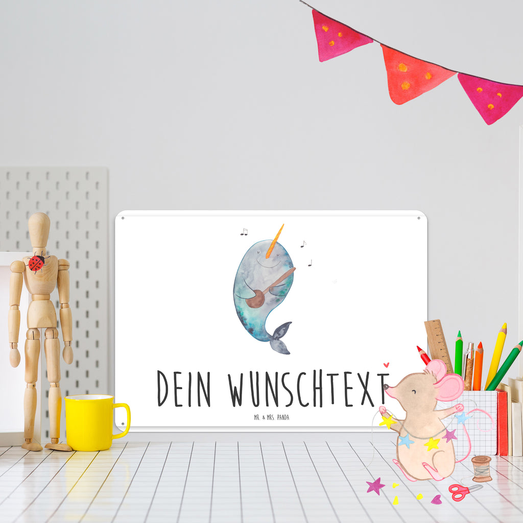 Personalisiertes Blechschild Narwal Gitarre Blechschild, Metallschild, Geschenk Schild, Schild, Magnet-Metall-Schild, Deko Schild, Wandschild, Wand-Dekoration, Türschild, Meerestiere, Meer, Urlaub, Narwal, Wal, Tanzen, Probleme, Problemlösung, Frust, Gespräche, Gitarre