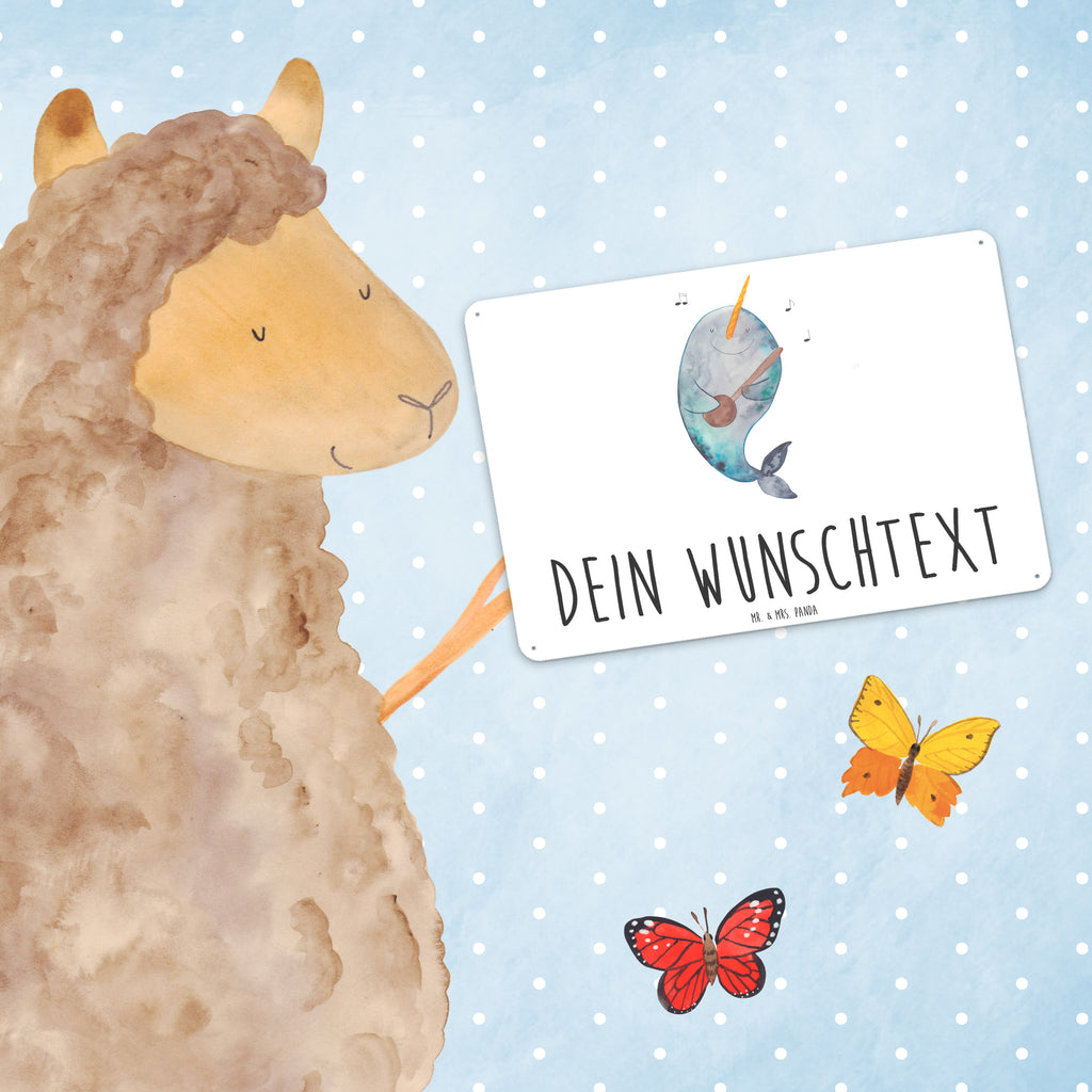 Personalisiertes Blechschild Narwal Gitarre Blechschild, Metallschild, Geschenk Schild, Schild, Magnet-Metall-Schild, Deko Schild, Wandschild, Wand-Dekoration, Türschild, Meerestiere, Meer, Urlaub, Narwal, Wal, Tanzen, Probleme, Problemlösung, Frust, Gespräche, Gitarre