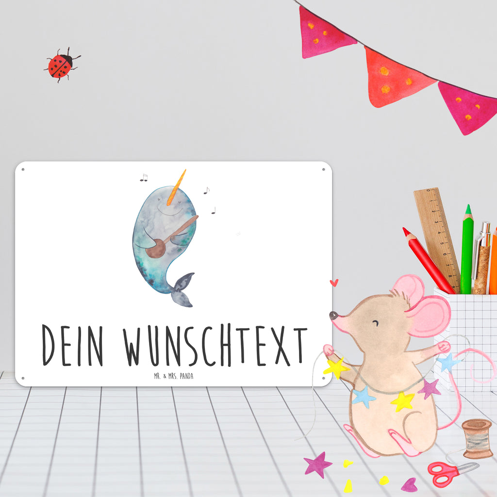 Personalisiertes Blechschild Narwal Gitarre Blechschild, Metallschild, Geschenk Schild, Schild, Magnet-Metall-Schild, Deko Schild, Wandschild, Wand-Dekoration, Türschild, Meerestiere, Meer, Urlaub, Narwal, Wal, Tanzen, Probleme, Problemlösung, Frust, Gespräche, Gitarre