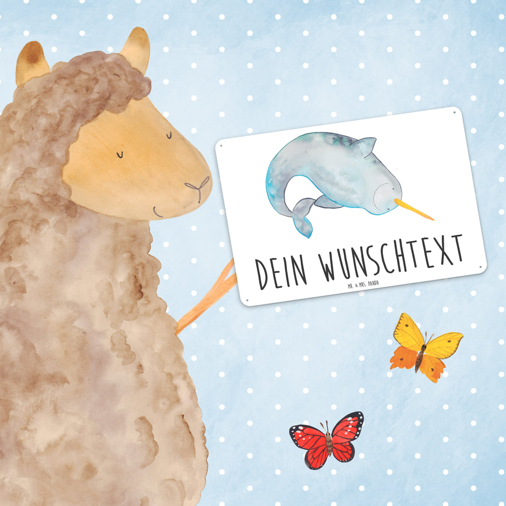 Personalisiertes Blechschild Narwal Blechschild, Metallschild, Geschenk Schild, Schild, Magnet-Metall-Schild, Deko Schild, Wandschild, Wand-Dekoration, Türschild, Meerestiere, Meer, Urlaub, Narwal, Wal, Putzen, Hausfrau, Junggesellin, aufräumen, Kinderzimmer