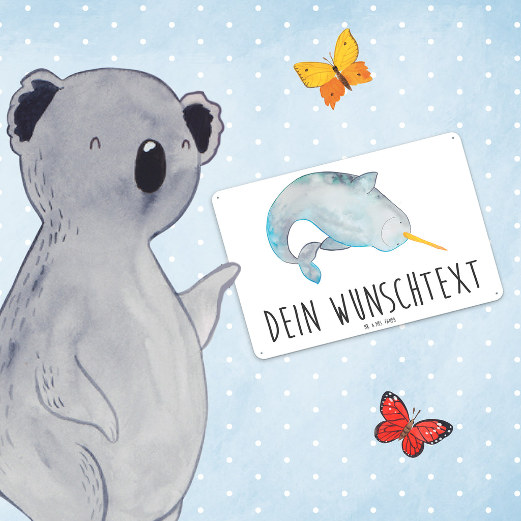 Personalisiertes Blechschild Narwal Blechschild, Metallschild, Geschenk Schild, Schild, Magnet-Metall-Schild, Deko Schild, Wandschild, Wand-Dekoration, Türschild, Meerestiere, Meer, Urlaub, Narwal, Wal, Putzen, Hausfrau, Junggesellin, aufräumen, Kinderzimmer