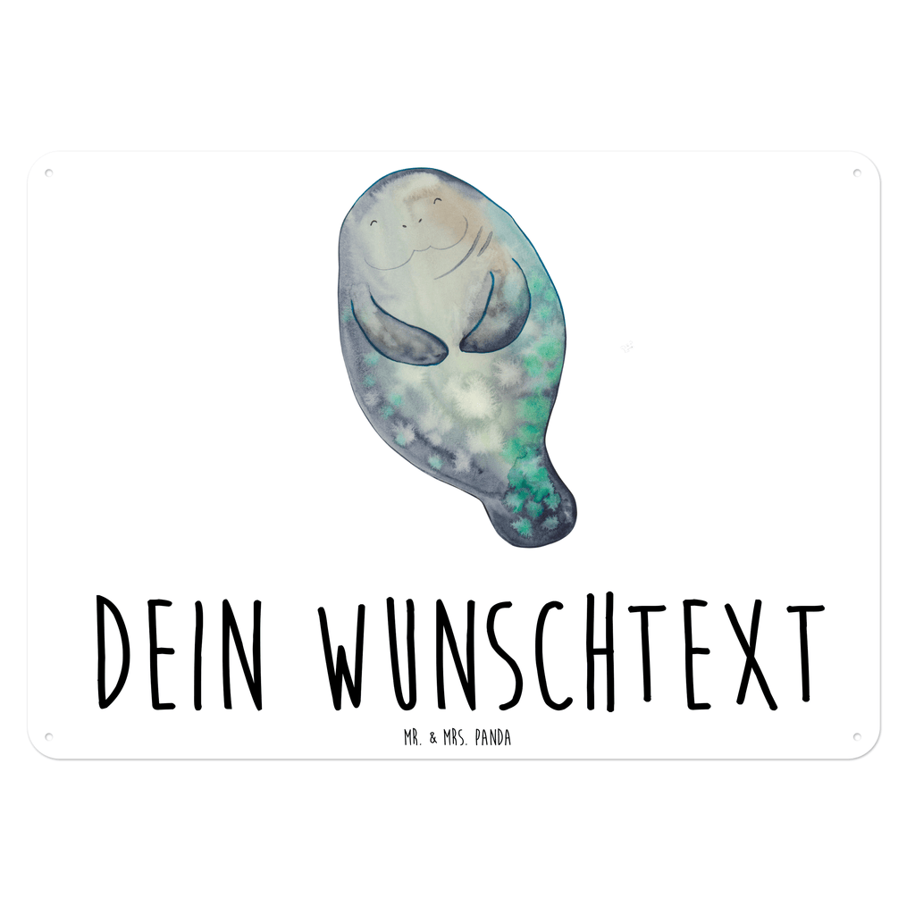 Personalisiertes Blechschild Seekuh happy Blechschild, Metallschild, Geschenk Schild, Schild, Magnet-Metall-Schild, Deko Schild, Wandschild, Wand-Dekoration, Türschild, Meerestiere, Meer, Urlaub, Seekuh, Seekühe, Selbstliebe, Respekt, Neuanfang, Neustart, Achtsamkeit, Zufrieden, Liebeskummer, Freundin