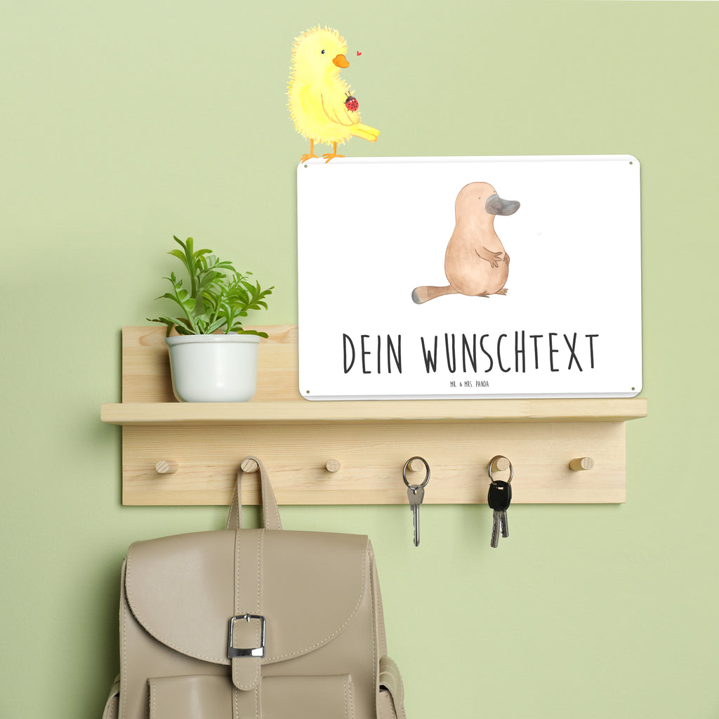Personalisiertes Blechschild Schnabeltier mutig Blechschild, Metallschild, Geschenk Schild, Schild, Magnet-Metall-Schild, Deko Schild, Wandschild, Wand-Dekoration, Türschild, Meerestiere, Meer, Urlaub, Schnabeltier, Mut, mutig, Lebensweisheit, Schnabeltiere, Motivation, Training, Büro, Arbeit, Neuanfang, Neustart, Weltreise, Raodtrip