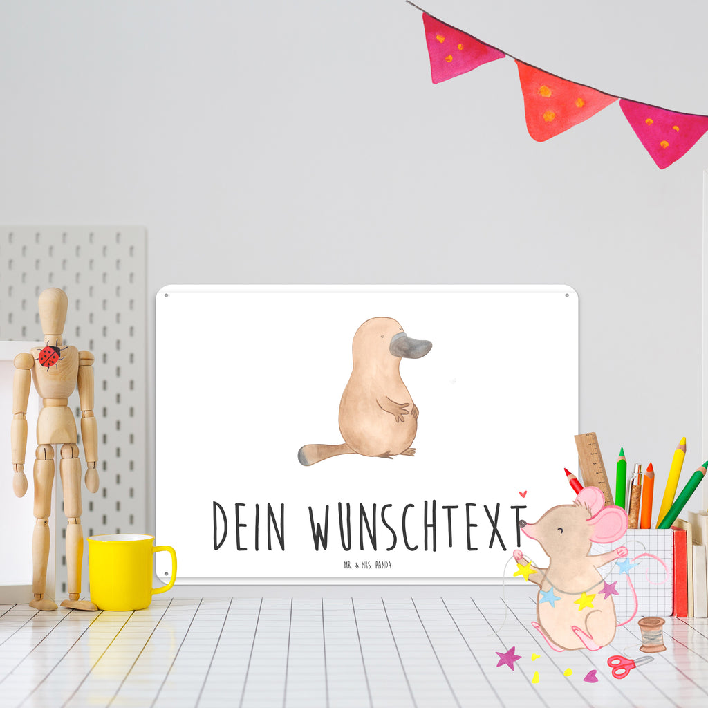 Personalisiertes Blechschild Schnabeltier mutig Blechschild, Metallschild, Geschenk Schild, Schild, Magnet-Metall-Schild, Deko Schild, Wandschild, Wand-Dekoration, Türschild, Meerestiere, Meer, Urlaub, Schnabeltier, Mut, mutig, Lebensweisheit, Schnabeltiere, Motivation, Training, Büro, Arbeit, Neuanfang, Neustart, Weltreise, Raodtrip