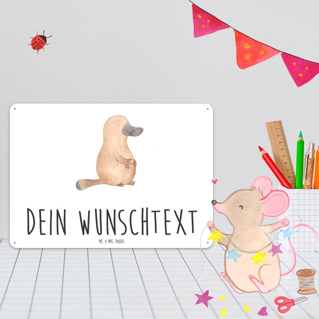 Personalisiertes Blechschild Schnabeltier mutig Blechschild, Metallschild, Geschenk Schild, Schild, Magnet-Metall-Schild, Deko Schild, Wandschild, Wand-Dekoration, Türschild, Meerestiere, Meer, Urlaub, Schnabeltier, Mut, mutig, Lebensweisheit, Schnabeltiere, Motivation, Training, Büro, Arbeit, Neuanfang, Neustart, Weltreise, Raodtrip