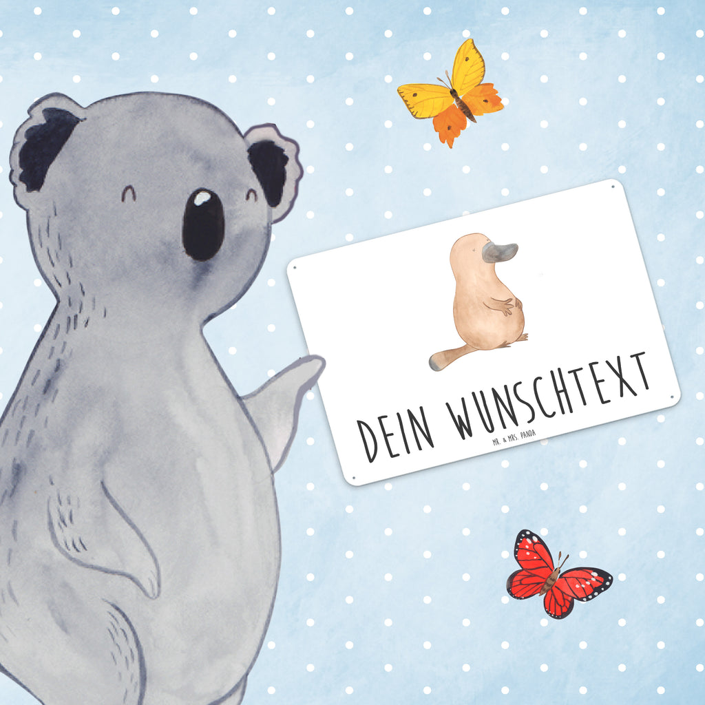 Personalisiertes Blechschild Schnabeltier mutig Blechschild, Metallschild, Geschenk Schild, Schild, Magnet-Metall-Schild, Deko Schild, Wandschild, Wand-Dekoration, Türschild, Meerestiere, Meer, Urlaub, Schnabeltier, Mut, mutig, Lebensweisheit, Schnabeltiere, Motivation, Training, Büro, Arbeit, Neuanfang, Neustart, Weltreise, Raodtrip