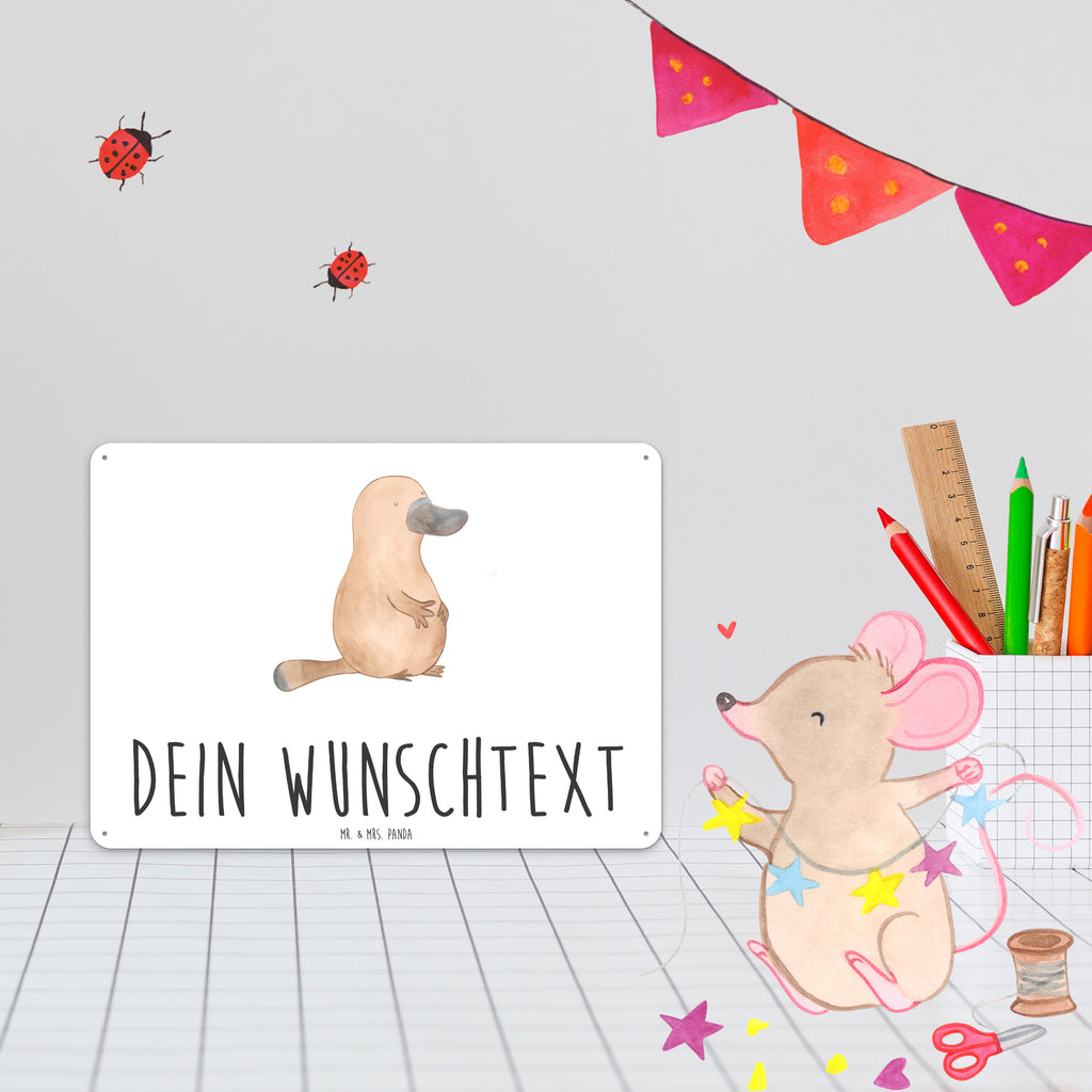 Personalisiertes Blechschild Schnabeltier mutig Blechschild, Metallschild, Geschenk Schild, Schild, Magnet-Metall-Schild, Deko Schild, Wandschild, Wand-Dekoration, Türschild, Meerestiere, Meer, Urlaub, Schnabeltier, Mut, mutig, Lebensweisheit, Schnabeltiere, Motivation, Training, Büro, Arbeit, Neuanfang, Neustart, Weltreise, Raodtrip