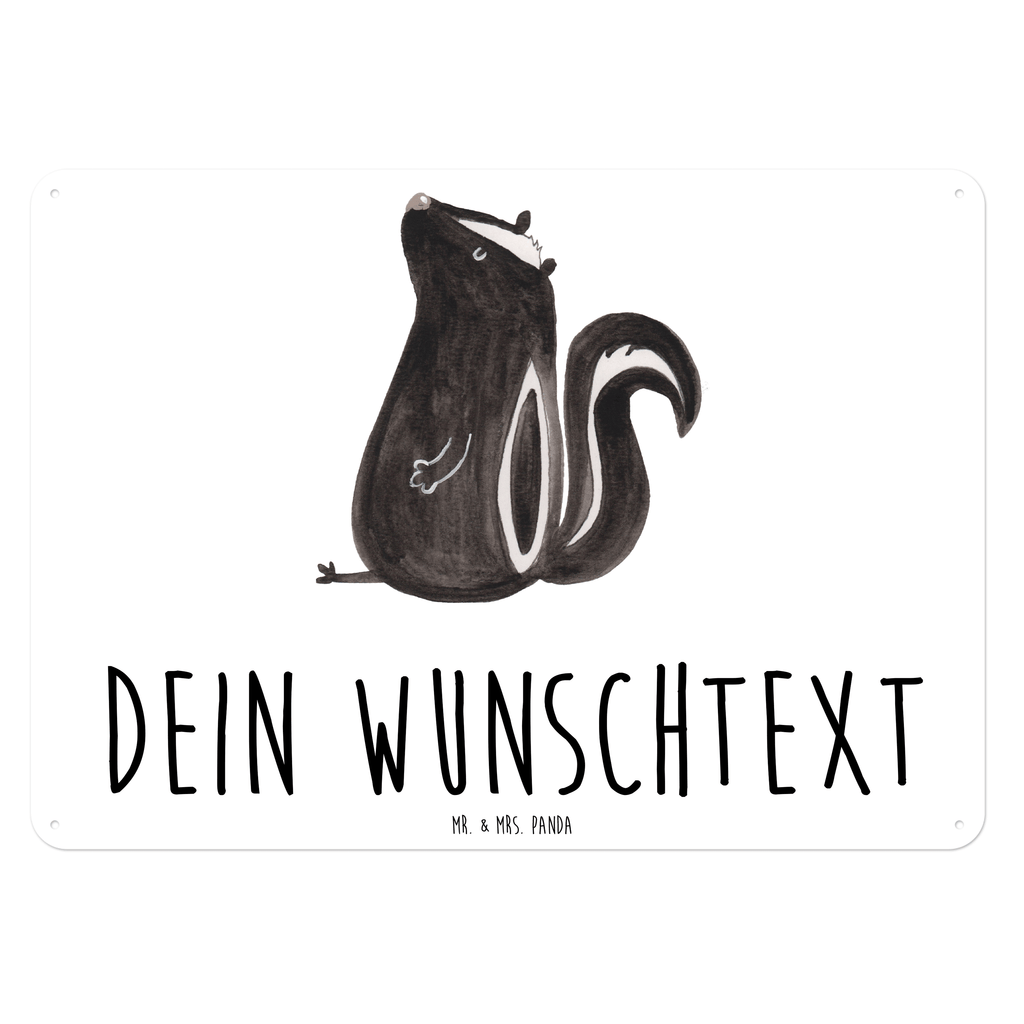 Personalisiertes Blechschild Stinktier sitzend Blechschild, Metallschild, Geschenk Schild, Schild, Magnet-Metall-Schild, Deko Schild, Wandschild, Wand-Dekoration, Türschild, Stinktier, Skunk, Wildtier, Raubtier, Stinker, Stinki, Spruch, Büro, Recht, Besserwisser