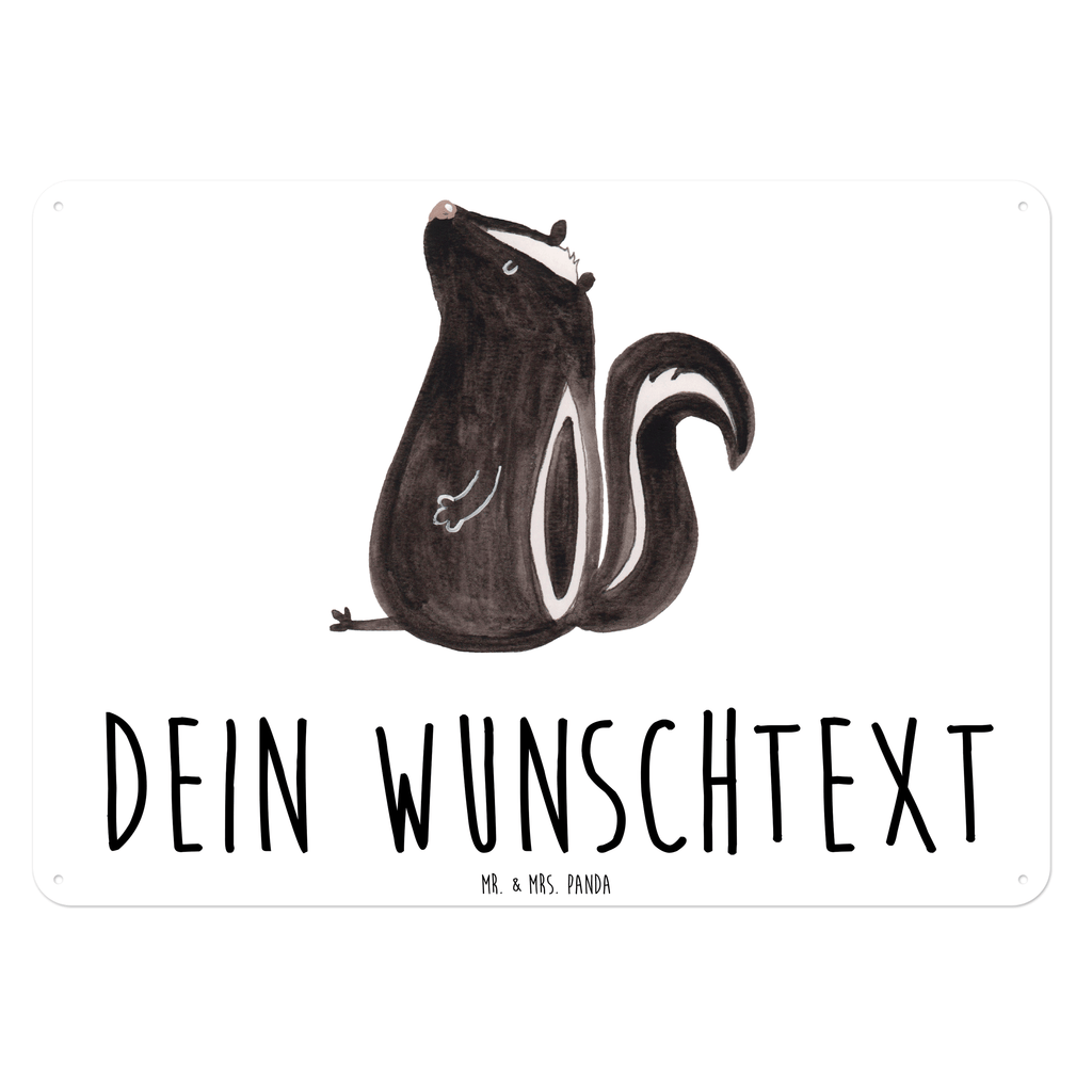 Personalisiertes Blechschild Stinktier sitzend Blechschild, Metallschild, Geschenk Schild, Schild, Magnet-Metall-Schild, Deko Schild, Wandschild, Wand-Dekoration, Türschild, Stinktier, Skunk, Wildtier, Raubtier, Stinker, Stinki, Spruch, Büro, Recht, Besserwisser