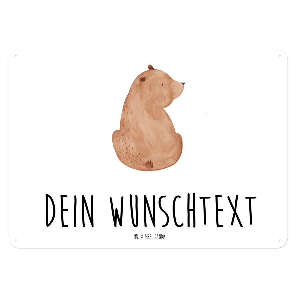 Personalisiertes Blechschild Bär Schulterblick Blechschild, Metallschild, Geschenk Schild, Schild, Magnet-Metall-Schild, Deko Schild, Wandschild, Wand-Dekoration, Türschild, Bär, Teddy, Teddybär, Selbstachtung, Weltansicht, Motivation, Bären, Bärenliebe, Weisheit