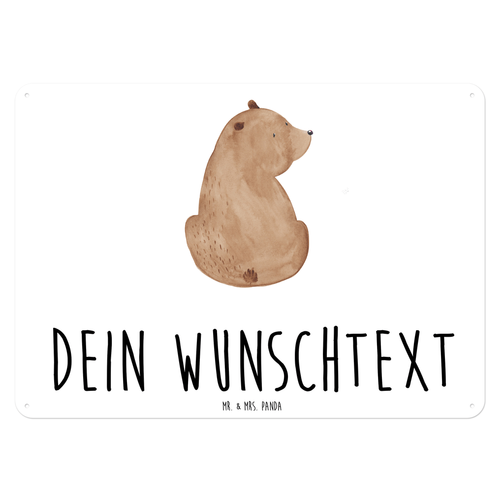 Personalisiertes Blechschild Bär Schulterblick Blechschild, Metallschild, Geschenk Schild, Schild, Magnet-Metall-Schild, Deko Schild, Wandschild, Wand-Dekoration, Türschild, Bär, Teddy, Teddybär, Selbstachtung, Weltansicht, Motivation, Bären, Bärenliebe, Weisheit