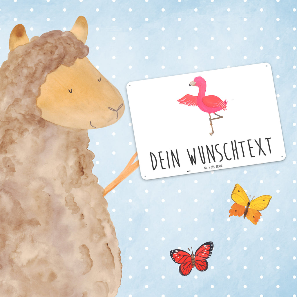 Personalisiertes Blechschild Flamingo Yoga Blechschild, Metallschild, Geschenk Schild, Schild, Magnet-Metall-Schild, Deko Schild, Wandschild, Wand-Dekoration, Türschild, Flamingo, Vogel, Yoga, Namaste, Achtsamkeit, Yoga-Übung, Entspannung, Ärger, Aufregen, Tiefenentspannung