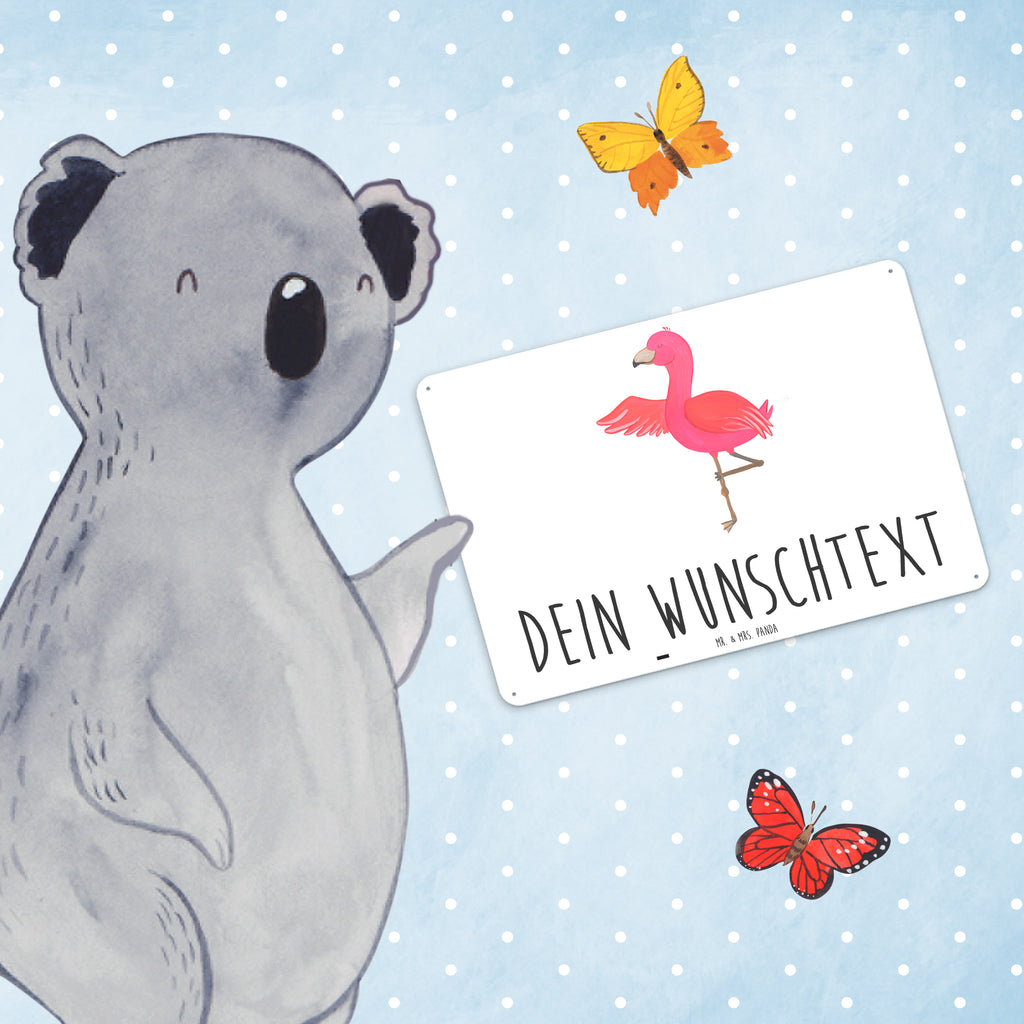 Personalisiertes Blechschild Flamingo Yoga Blechschild, Metallschild, Geschenk Schild, Schild, Magnet-Metall-Schild, Deko Schild, Wandschild, Wand-Dekoration, Türschild, Flamingo, Vogel, Yoga, Namaste, Achtsamkeit, Yoga-Übung, Entspannung, Ärger, Aufregen, Tiefenentspannung