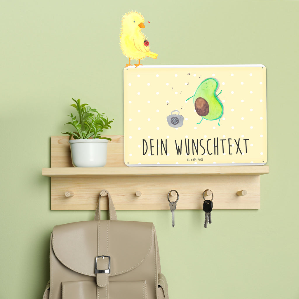 Personalisiertes Blechschild Avocado tanzt Blechschild, Metallschild, Geschenk Schild, Schild, Magnet-Metall-Schild, Deko Schild, Wandschild, Wand-Dekoration, Türschild, Avocado, Veggie, Vegan, Gesund