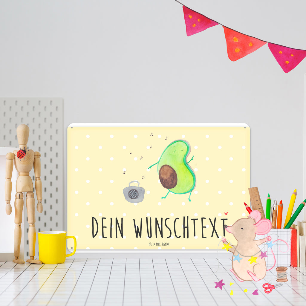 Personalisiertes Blechschild Avocado tanzt Blechschild, Metallschild, Geschenk Schild, Schild, Magnet-Metall-Schild, Deko Schild, Wandschild, Wand-Dekoration, Türschild, Avocado, Veggie, Vegan, Gesund