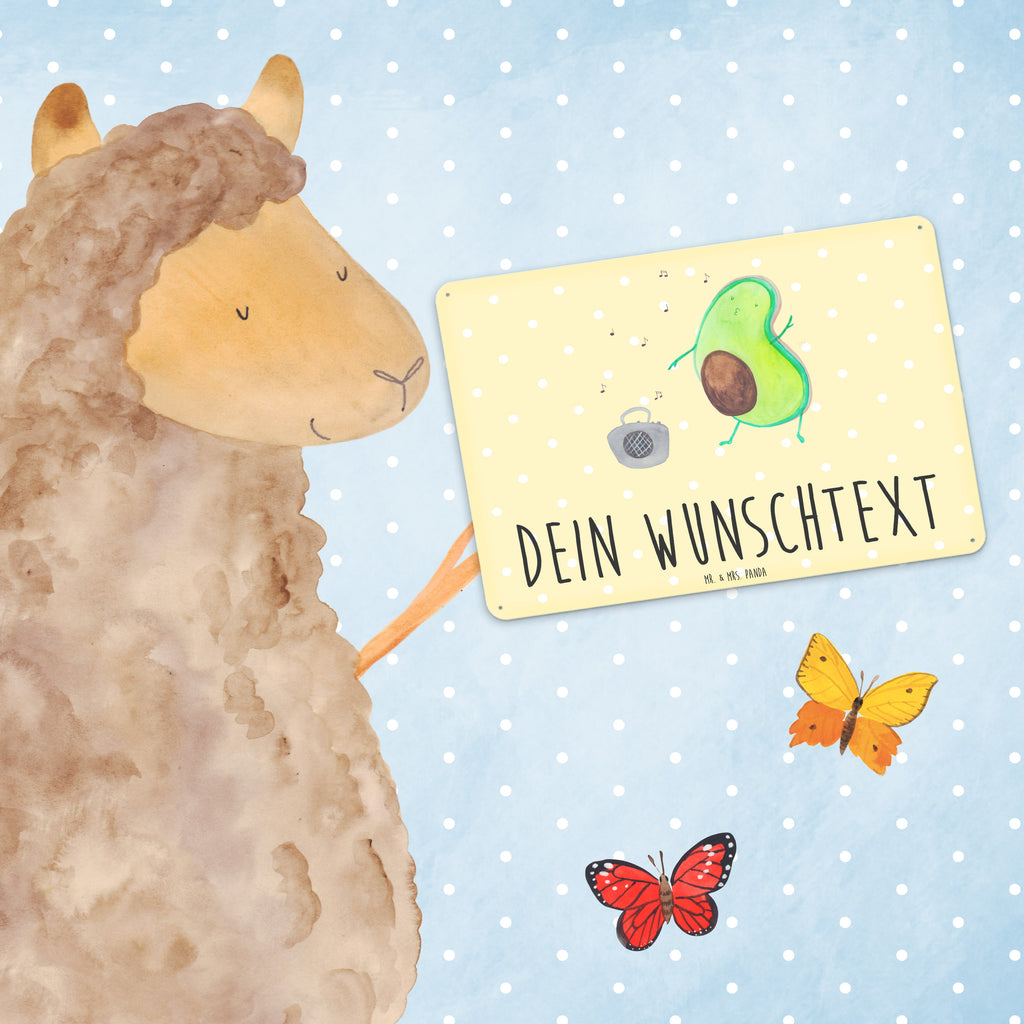 Personalisiertes Blechschild Avocado tanzt Blechschild, Metallschild, Geschenk Schild, Schild, Magnet-Metall-Schild, Deko Schild, Wandschild, Wand-Dekoration, Türschild, Avocado, Veggie, Vegan, Gesund