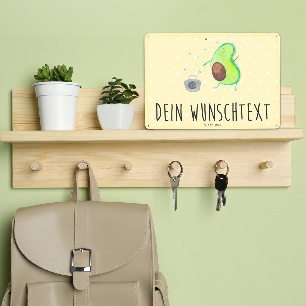 Personalisiertes Blechschild Avocado tanzt Blechschild, Metallschild, Geschenk Schild, Schild, Magnet-Metall-Schild, Deko Schild, Wandschild, Wand-Dekoration, Türschild, Avocado, Veggie, Vegan, Gesund