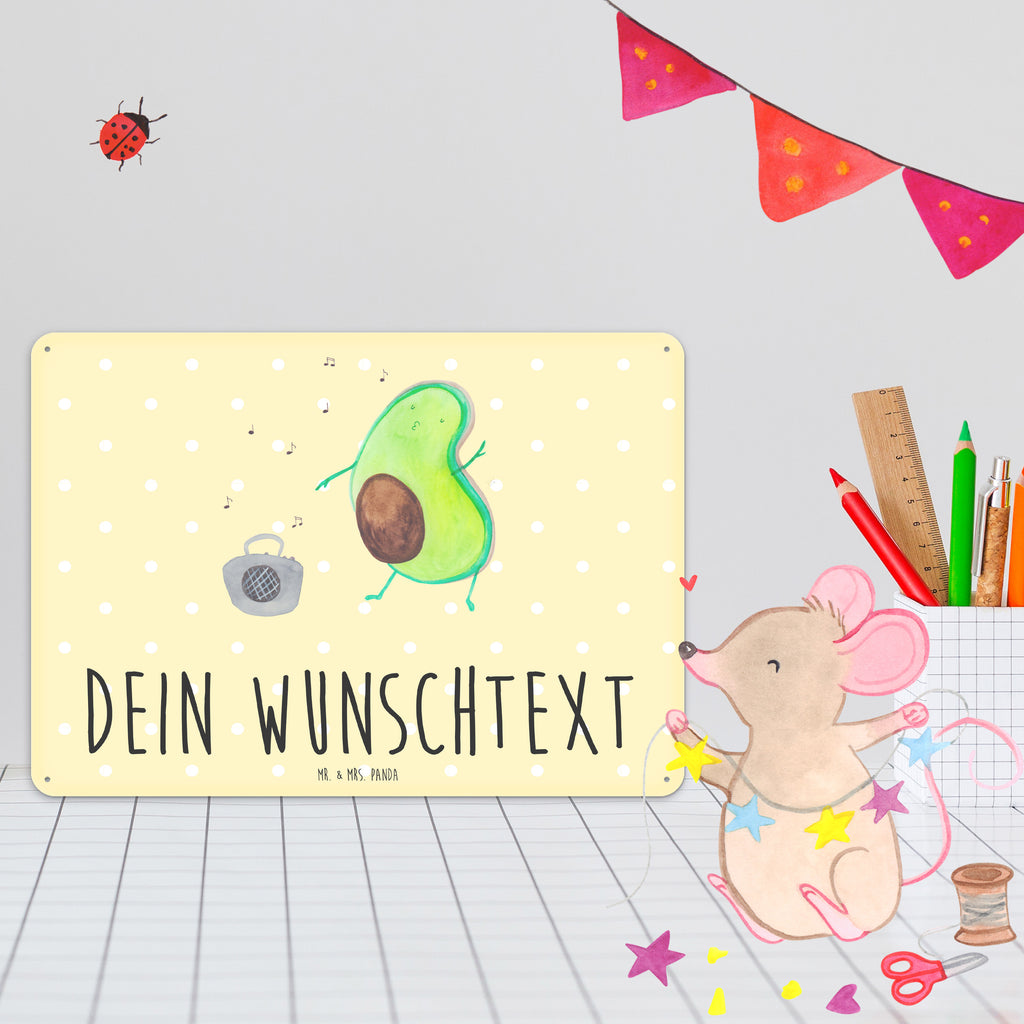 Personalisiertes Blechschild Avocado tanzt Blechschild, Metallschild, Geschenk Schild, Schild, Magnet-Metall-Schild, Deko Schild, Wandschild, Wand-Dekoration, Türschild, Avocado, Veggie, Vegan, Gesund