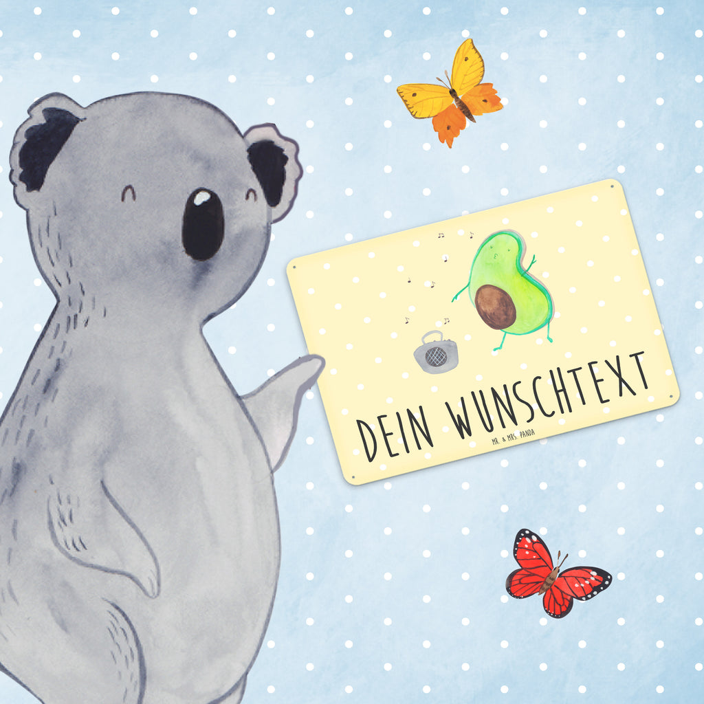 Personalisiertes Blechschild Avocado tanzt Blechschild, Metallschild, Geschenk Schild, Schild, Magnet-Metall-Schild, Deko Schild, Wandschild, Wand-Dekoration, Türschild, Avocado, Veggie, Vegan, Gesund