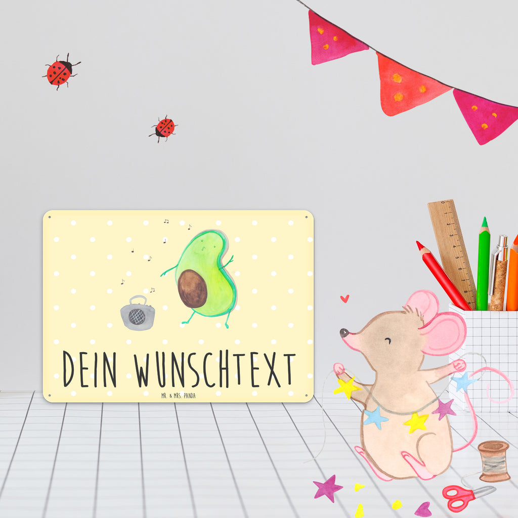 Personalisiertes Blechschild Avocado tanzt Blechschild, Metallschild, Geschenk Schild, Schild, Magnet-Metall-Schild, Deko Schild, Wandschild, Wand-Dekoration, Türschild, Avocado, Veggie, Vegan, Gesund