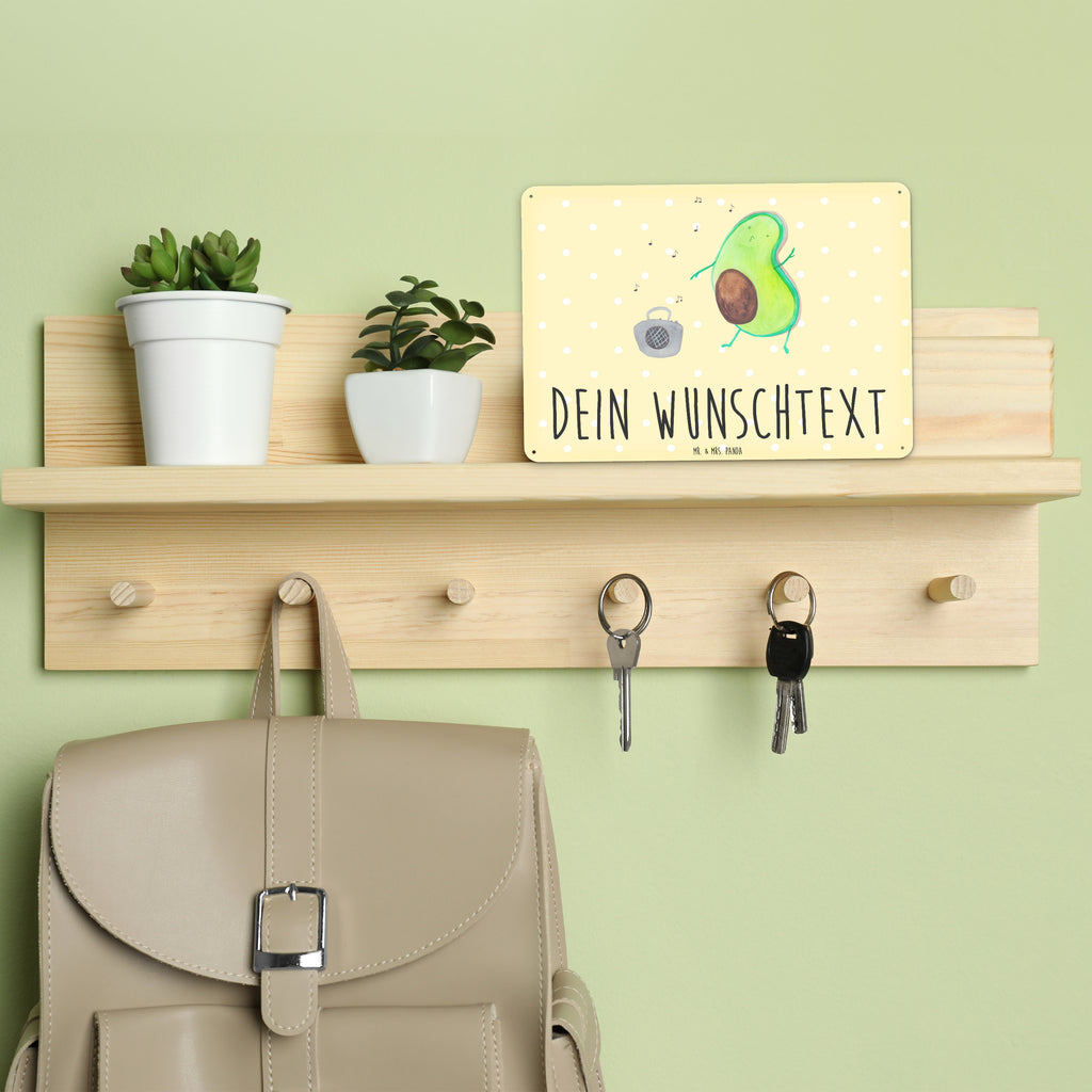 Personalisiertes Blechschild Avocado tanzt Blechschild, Metallschild, Geschenk Schild, Schild, Magnet-Metall-Schild, Deko Schild, Wandschild, Wand-Dekoration, Türschild, Avocado, Veggie, Vegan, Gesund