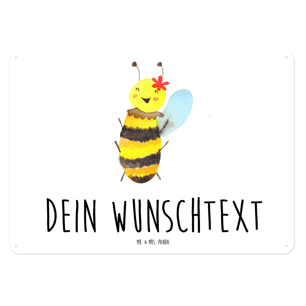 Personalisiertes Blechschild Biene Happy Blechschild, Metallschild, Geschenk Schild, Schild, Magnet-Metall-Schild, Deko Schild, Wandschild, Wand-Dekoration, Türschild, Biene, Wespe, Hummel