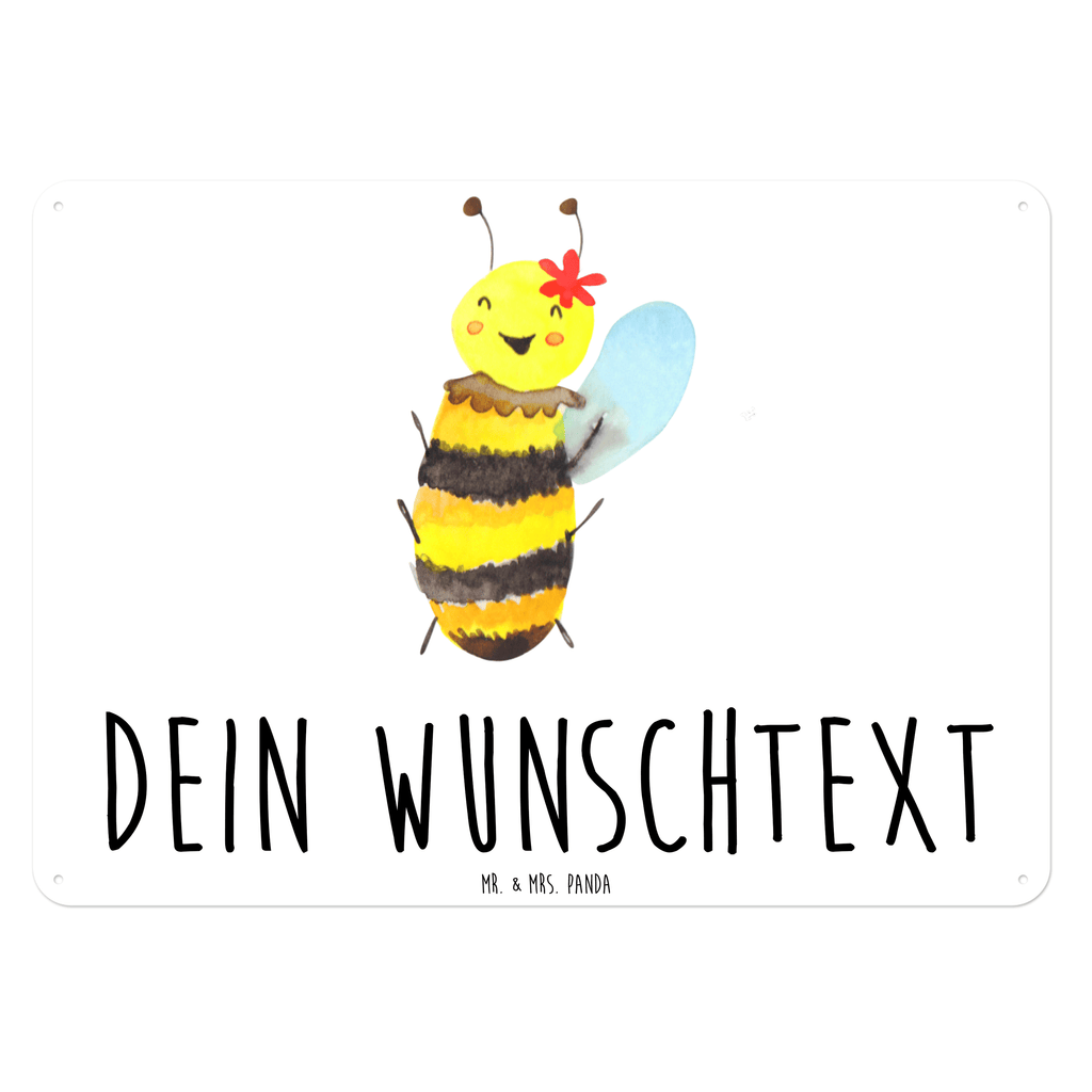 Personalisiertes Blechschild Biene Happy Blechschild, Metallschild, Geschenk Schild, Schild, Magnet-Metall-Schild, Deko Schild, Wandschild, Wand-Dekoration, Türschild, Biene, Wespe, Hummel
