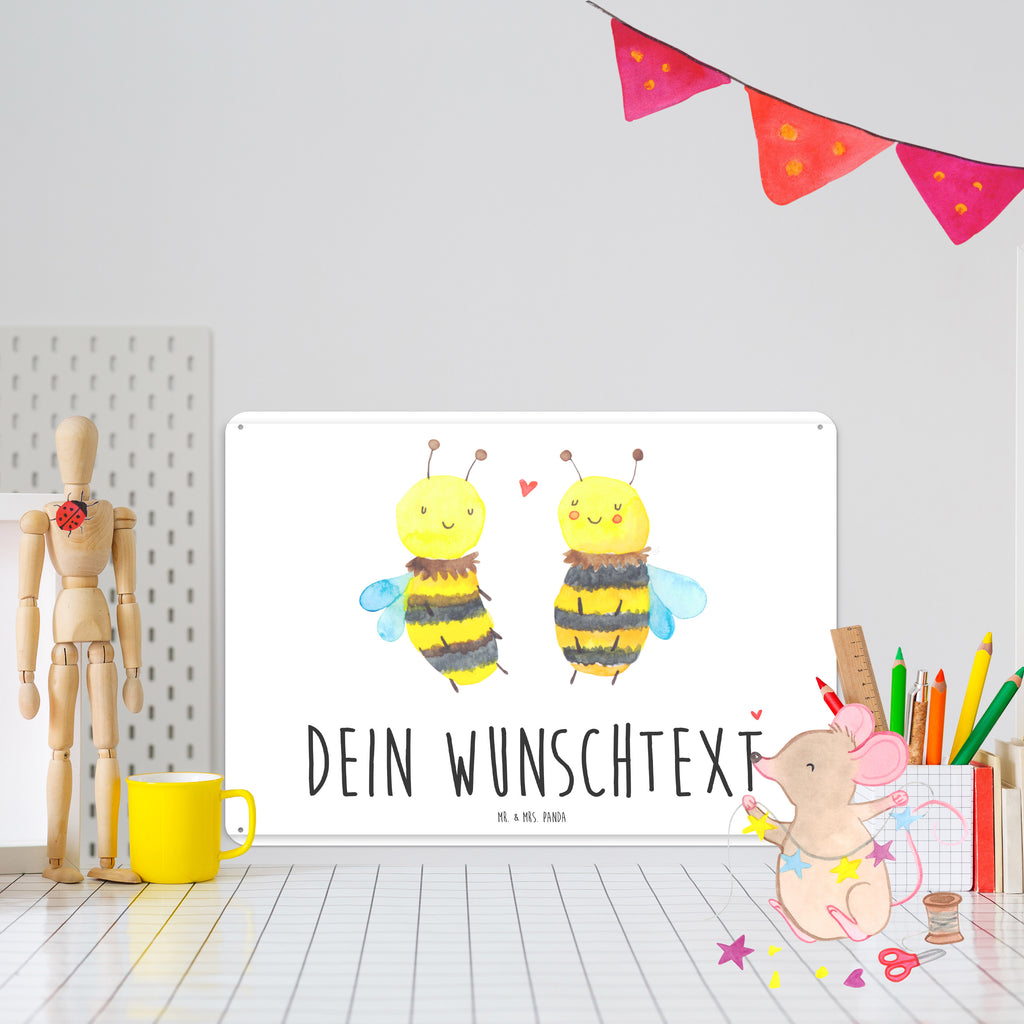 Personalisiertes Blechschild Biene Verliebt Blechschild, Metallschild, Geschenk Schild, Schild, Magnet-Metall-Schild, Deko Schild, Wandschild, Wand-Dekoration, Türschild, Biene, Wespe, Hummel