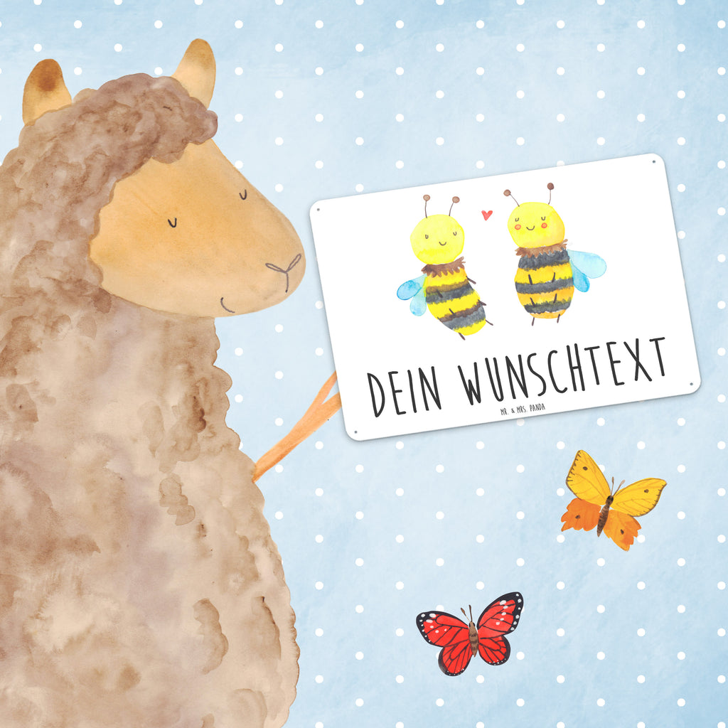 Personalisiertes Blechschild Biene Verliebt Blechschild, Metallschild, Geschenk Schild, Schild, Magnet-Metall-Schild, Deko Schild, Wandschild, Wand-Dekoration, Türschild, Biene, Wespe, Hummel