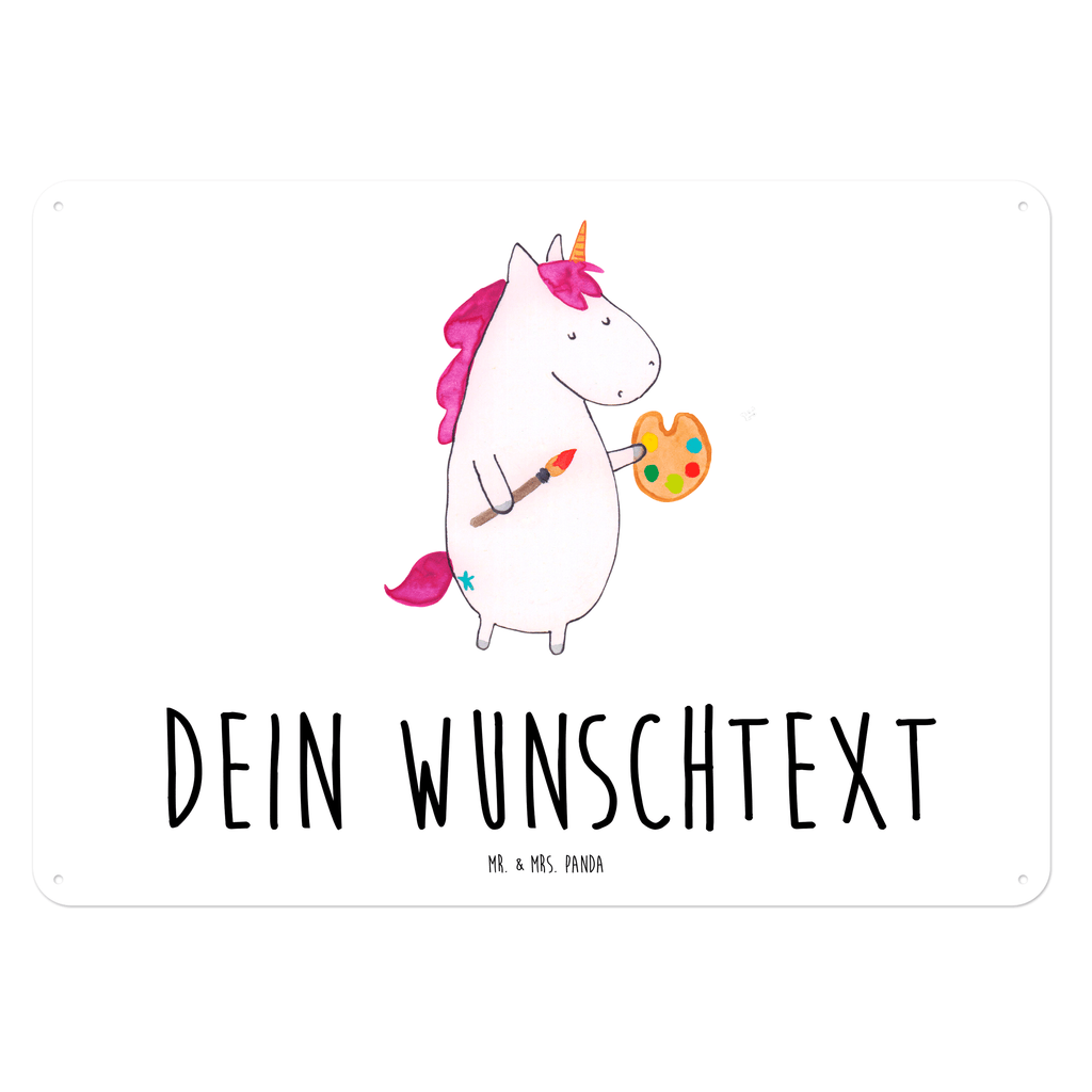 Personalisiertes Blechschild Einhorn Künstler Blechschild, Metallschild, Geschenk Schild, Schild, Magnet-Metall-Schild, Deko Schild, Wandschild, Wand-Dekoration, Türschild, Einhorn, Einhörner, Einhorn Deko, Pegasus, Unicorn, Englisch, Künstler, Artist, Malen, Zeichnen, Welt, Farbe, Stift, Pinsel, Geschenk, Maler