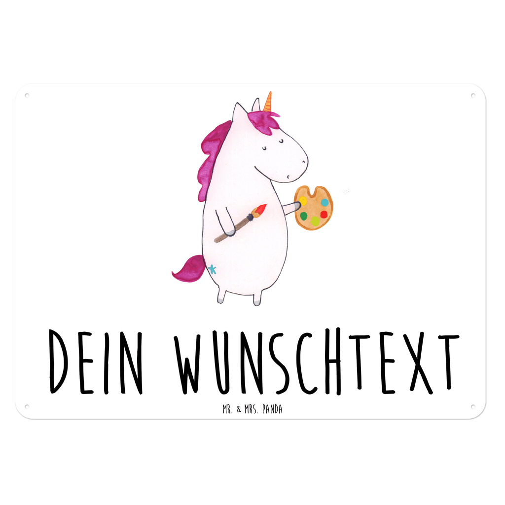 Personalisiertes Blechschild Einhorn Künstler Blechschild, Metallschild, Geschenk Schild, Schild, Magnet-Metall-Schild, Deko Schild, Wandschild, Wand-Dekoration, Türschild, Einhorn, Einhörner, Einhorn Deko, Pegasus, Unicorn, Englisch, Künstler, Artist, Malen, Zeichnen, Welt, Farbe, Stift, Pinsel, Geschenk, Maler