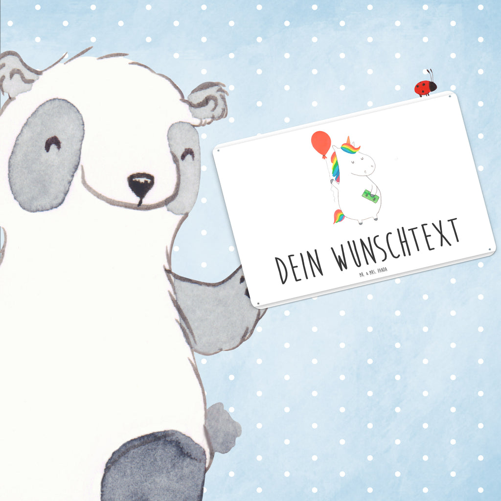 Personalisiertes Blechschild Einhorn Luftballon Blechschild, Metallschild, Geschenk Schild, Schild, Magnet-Metall-Schild, Deko Schild, Wandschild, Wand-Dekoration, Türschild, Einhorn, Einhörner, Einhorn Deko, Pegasus, Unicorn, Luftballon, Geld, Lebenslust, Freude, Geschenk, Freundin