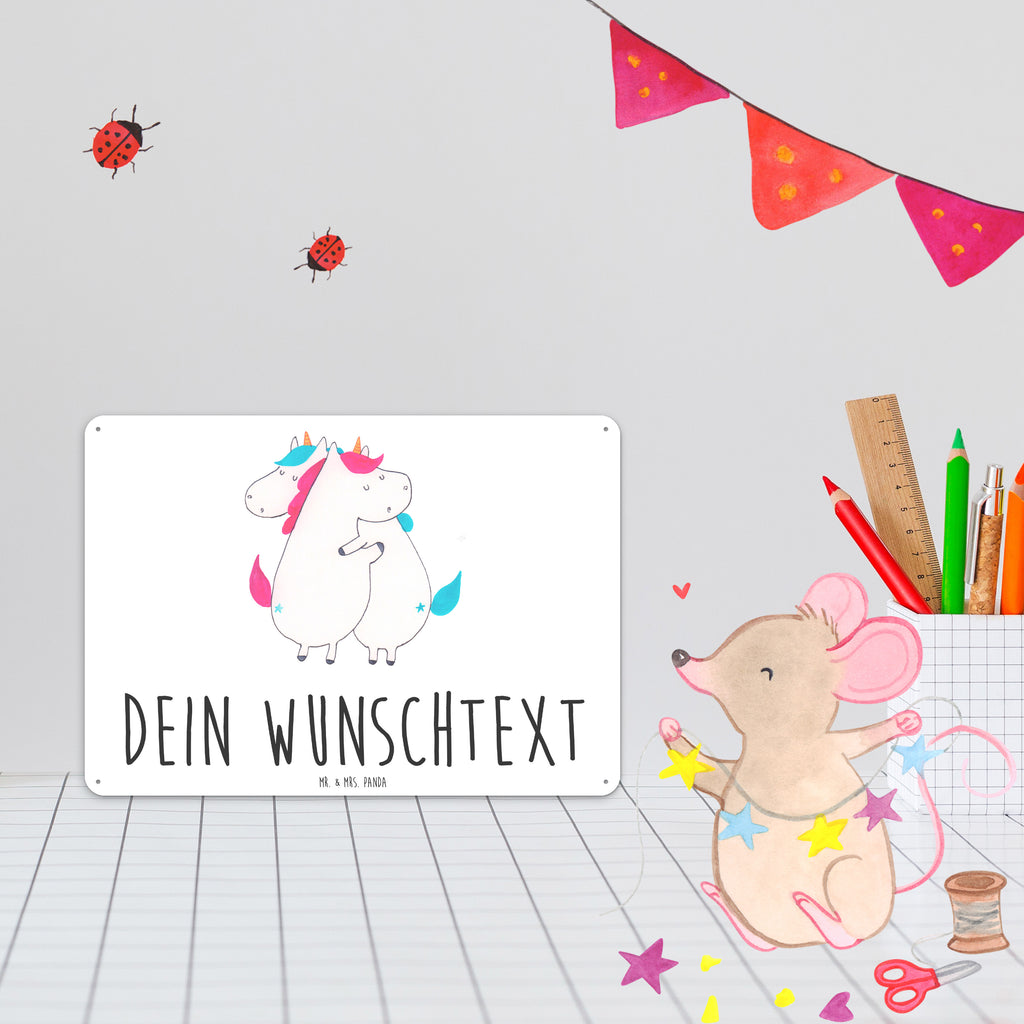 Personalisiertes Blechschild Einhörner Umarmen Blechschild, Metallschild, Geschenk Schild, Schild, Magnet-Metall-Schild, Deko Schild, Wandschild, Wand-Dekoration, Türschild, Einhorn, Einhörner, Einhorn Deko, Pegasus, Unicorn, Freundinnen, Freundin, BFF, Schwester, Schwestern, Familie, Geschwister, Sister, Liebe