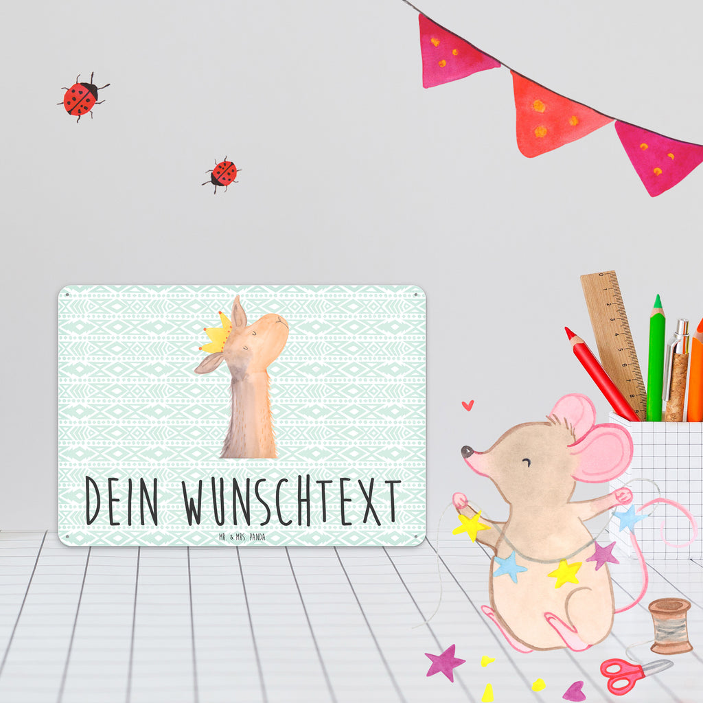 Personalisiertes Blechschild Lamakopf König Blechschild, Metallschild, Geschenk Schild, Schild, Magnet-Metall-Schild, Deko Schild, Wandschild, Wand-Dekoration, Türschild, Lama, Alpaka, Lamas, König, Königin, Freundin, Mama, Papa, Büro Kollege, Kollegin, Chef, Vorgesetzter, Abi, Abitur