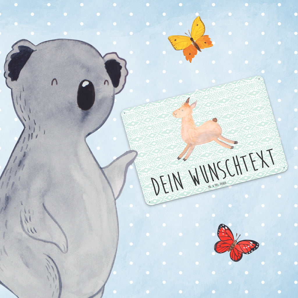Personalisiertes Blechschild Lama springend Blechschild, Metallschild, Geschenk Schild, Schild, Magnet-Metall-Schild, Deko Schild, Wandschild, Wand-Dekoration, Türschild, Lama, Alpaka, Lamas, Lieblingstag, Happy day, fröhlich, Glück, Freundin, Liebeskummer, Neustart, guten Morgen, Start, Prüfung, Abitur