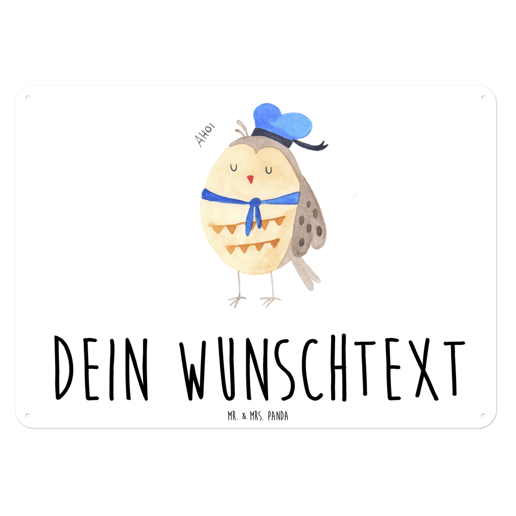Personalisiertes Blechschild Eule Matrosen Blechschild, Metallschild, Geschenk Schild, Schild, Magnet-Metall-Schild, Deko Schild, Wandschild, Wand-Dekoration, Türschild, Eule, Eule Spruch, Eule Deko, Owl, Wortspiel lustig, Matrose, Freundin, Ehe, Seefahrer, Heimathafen, Hochzeitstag Geschenk